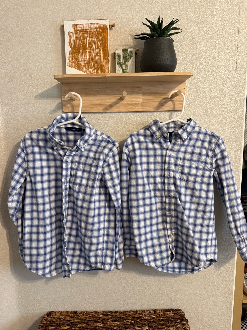 Janie and Jack Blue and White Plaid Button-Down Shirt